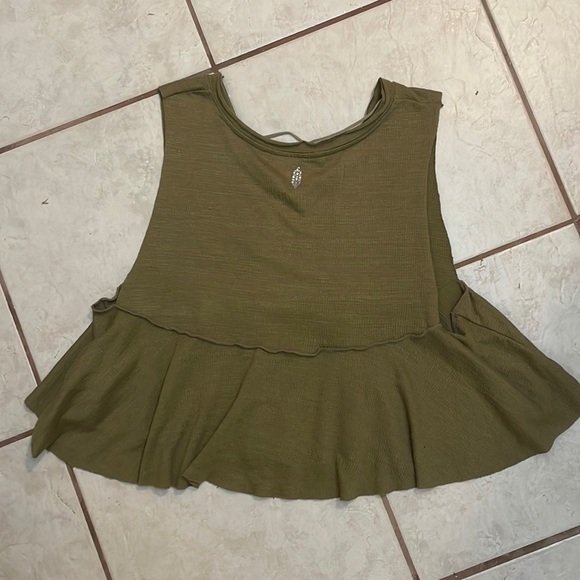 Free People Olive Green Peplum Tank - Picture 2 of 4
